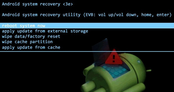 Opções disponíveis do modo de recuperação do Android