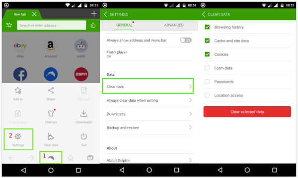 Limpe o histórico de navegação do Dolphin no Android