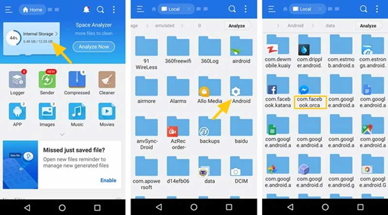 Recupere mensagens do Facebook com o ES File Explorer