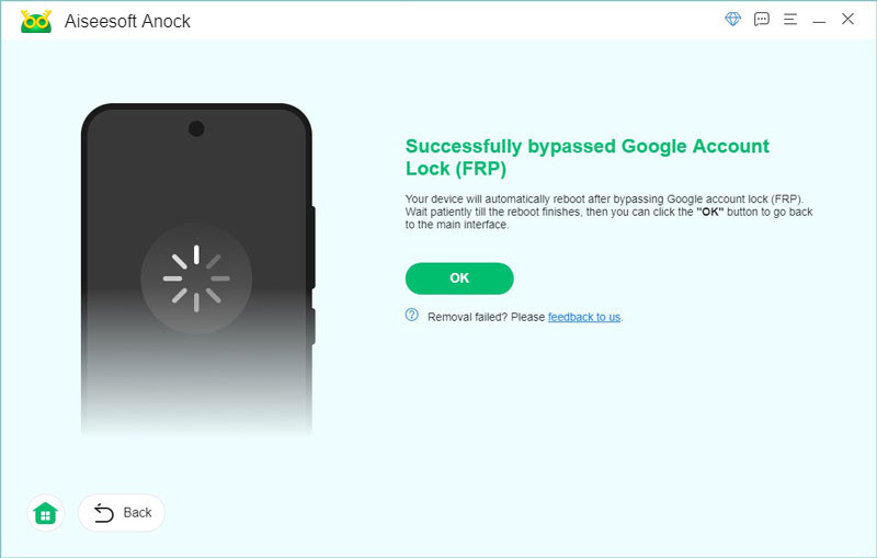 Sucesso na remoção do bloqueio de conta do Google