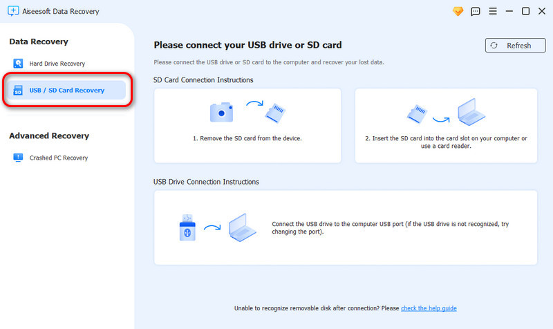 Escolha a recuperação do cartão SD USB