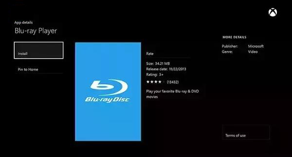 Aplicativo de disco Blu-ray do Xbox One