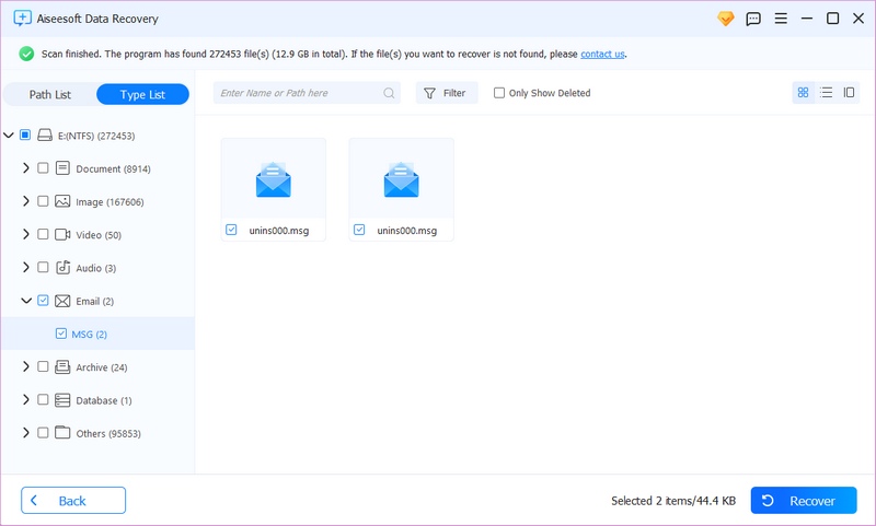 Recuperação de e-mail USB