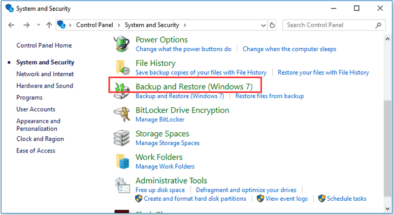 Backup e restauração do Windows 7
