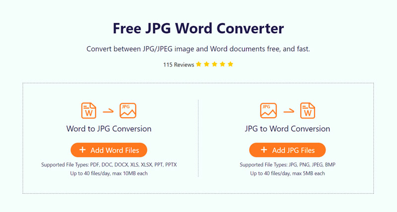   Vá para o site on-line gratuito JPG Word Converter