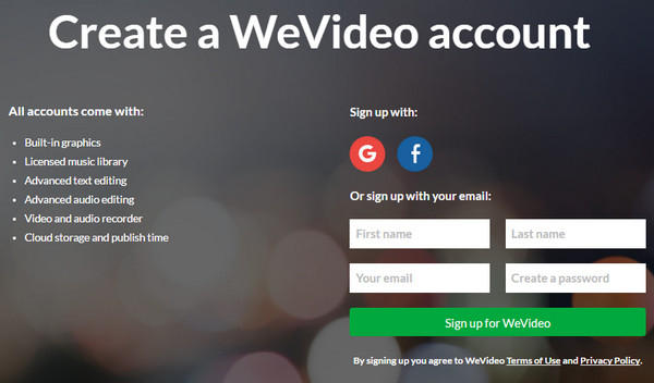 Entrar WeVideo