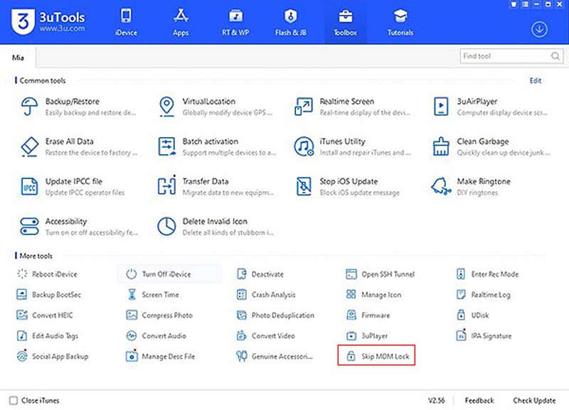 Open 3utools Skip Mdm Lock