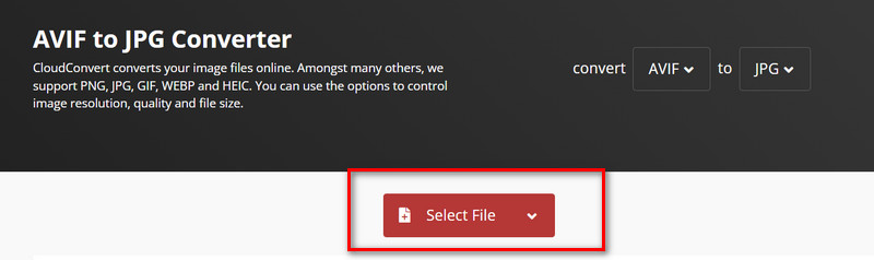 Arquivo selecionado do Cloudconvert