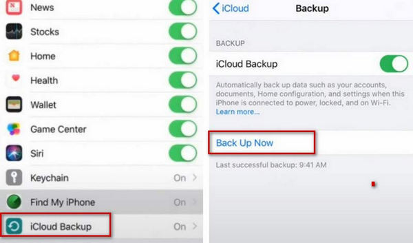Escolha o backup do iCloud.