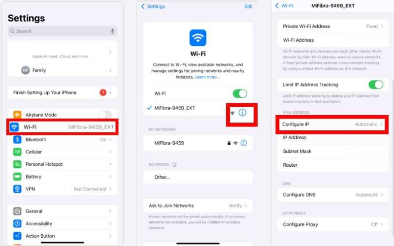 Toque em Configurar iP