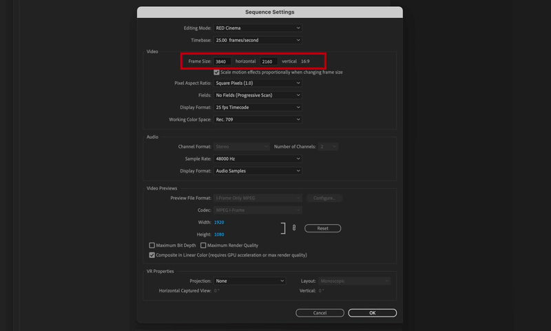 Alterar a resolução de vídeo no Premiere Pro