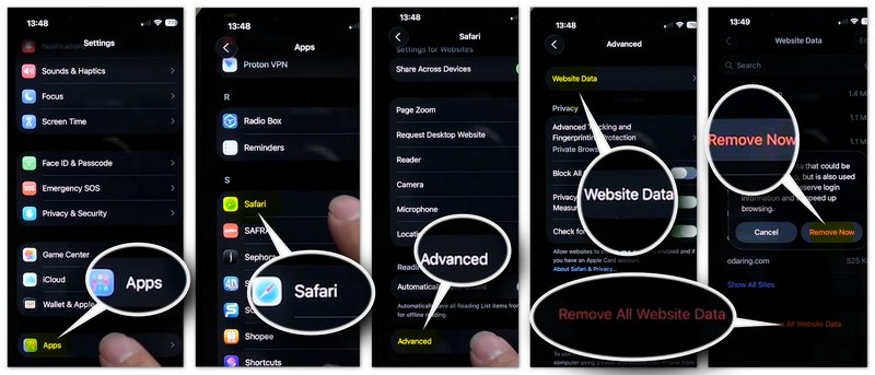 Remover todos os dados do site