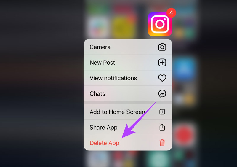Excluir o aplicativo Instagram no iPhone