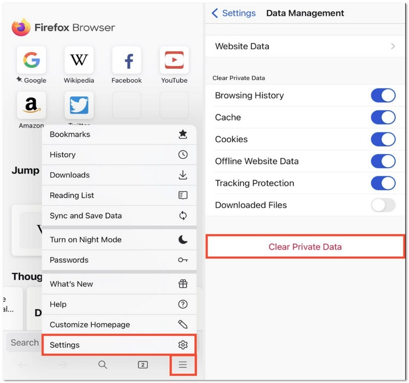 Limpar o cache do Firefox no iPhone