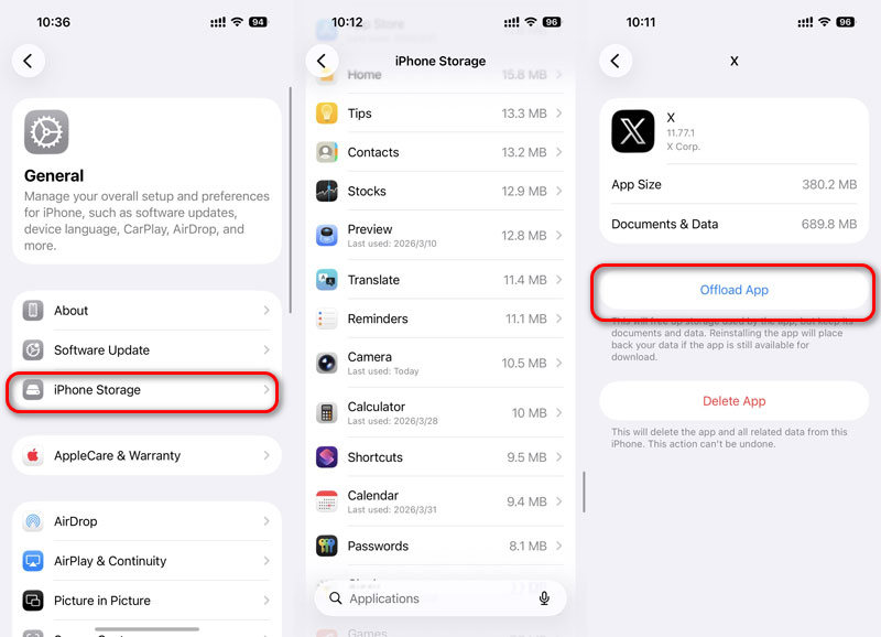 Aplicativo Offload no iOS