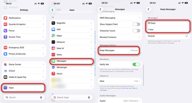 Configurar exclusão automática de mensagens no iPhone