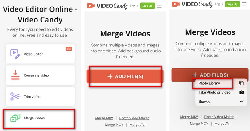 Adicionar arquivos de doces de vídeo