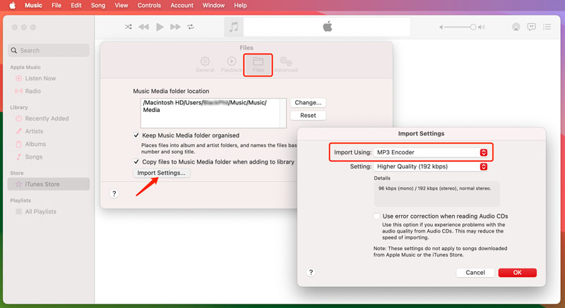 Converta iTunes para MP3 no aplicativo Mac Music