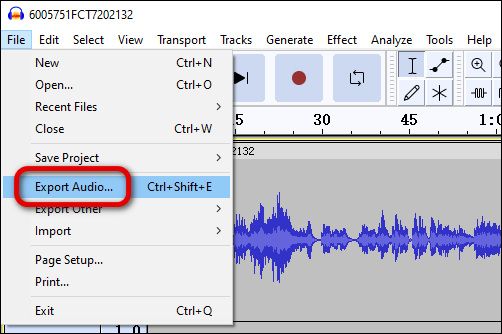 Exportar áudio no Audacity