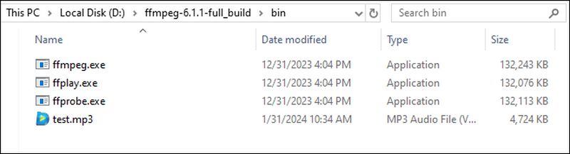 Pasta FFmpeg Bin