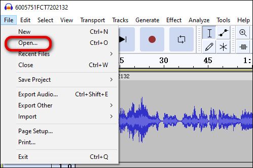 Abrir arquivo no Audacity