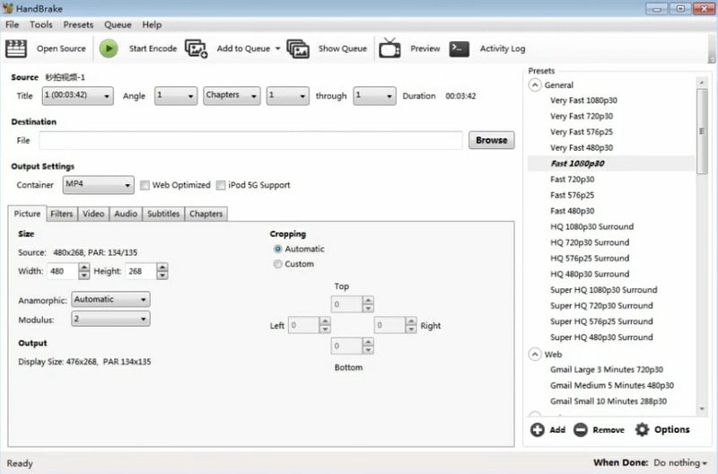 HandBrake de código aberto converte WMV em MOV