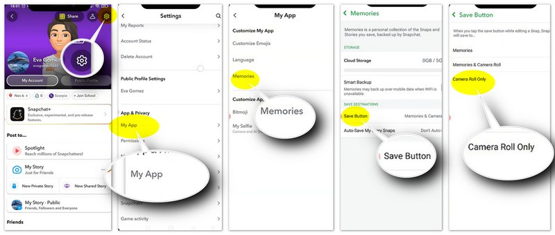 Desative o salvamento automático de fotos futuras do Snapchat.