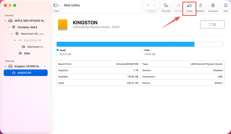 Apagar unidade de backup do Time Machine usando o Utilitário de Disco