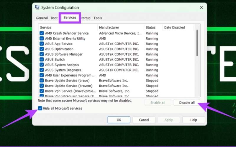 Windows de inicialização limpa