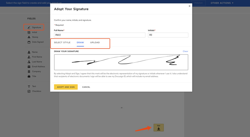 Adote assinatura no Word Docusign