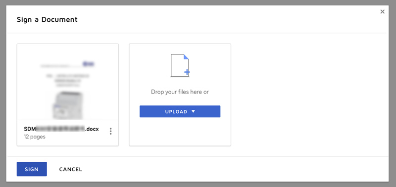 Docusign Carregar um documento do Word