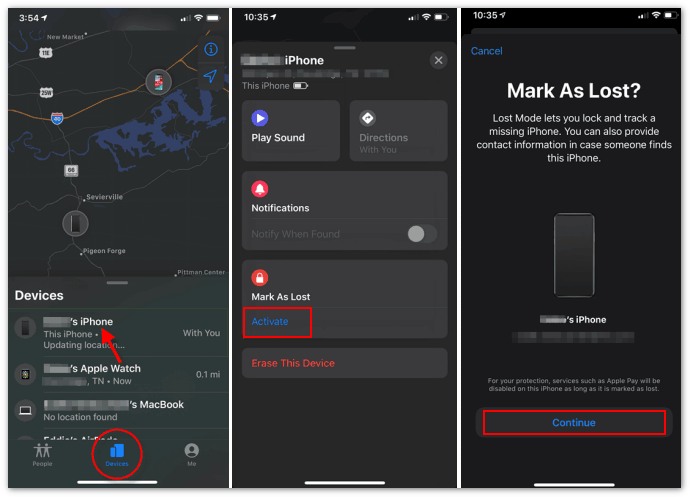 Marque seu dispositivo como iPhone perdido