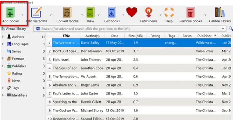 Selecione Adicionar livros