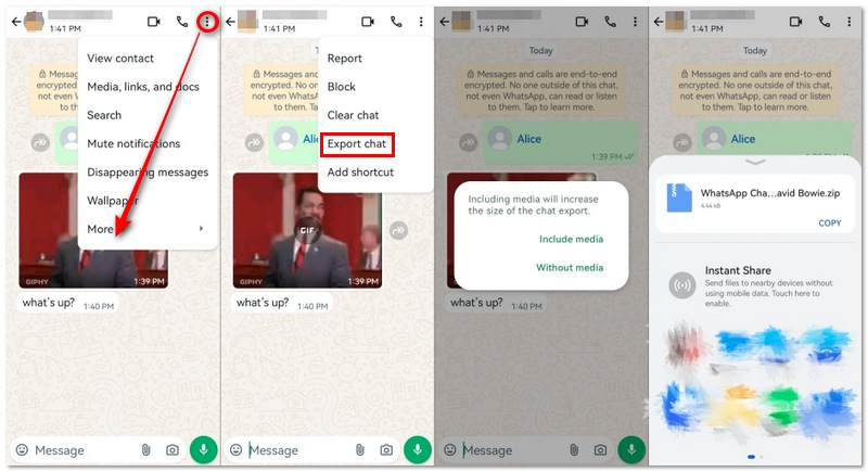 Exportar conversa do WhatsApp para Android