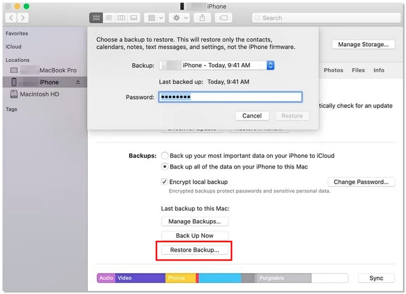 Restaurar backup no iTunes
