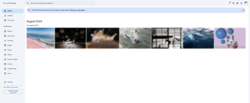 Encontre fotos de backup no Google Web