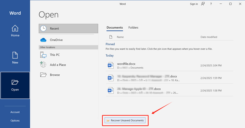 Recuperar documentos não salvos Microsoft Word 2016