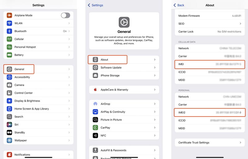 Verifique o IMEI do iPhone em Ajustes