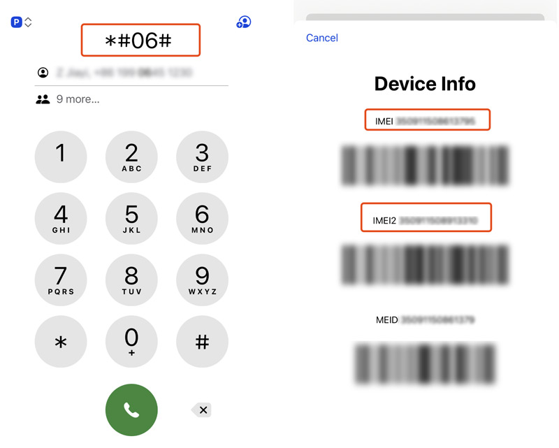 Verifique o IMEI do iPhone com o aplicativo do telefone