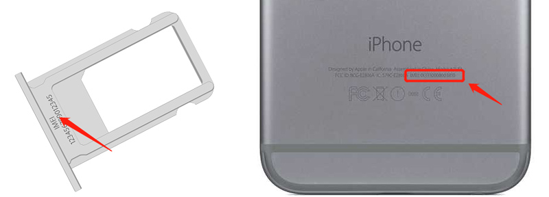 Obtenha o número IMEI no iPhone a partir da bandeja do cartão SIM na parte traseira.