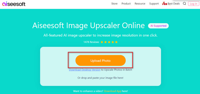 Aiseesoft Image Upscaler Online Adicionar foto