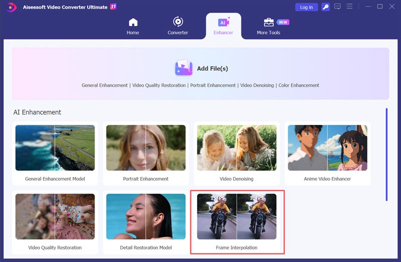 Interpolação de quadros Ai Enhancer Vcu