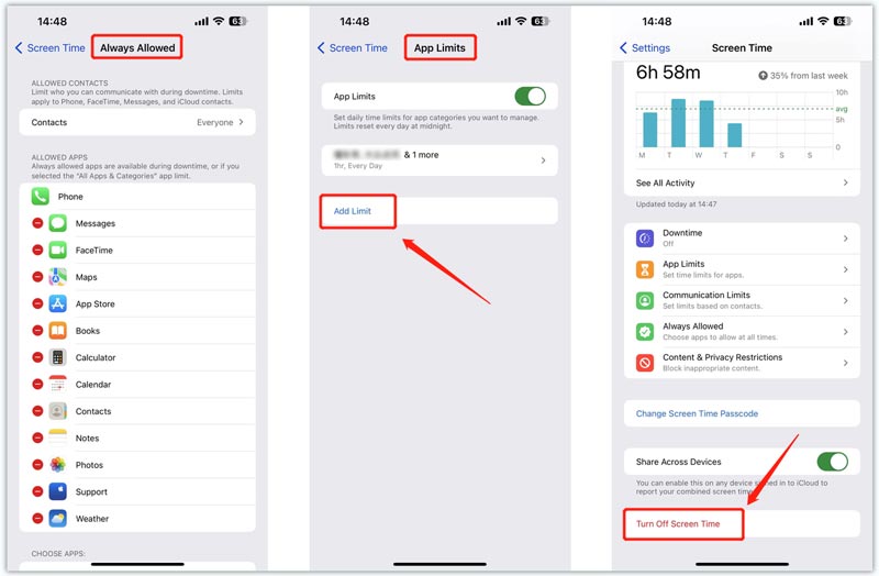 Personalize os limites de tempo da tela no iPhone