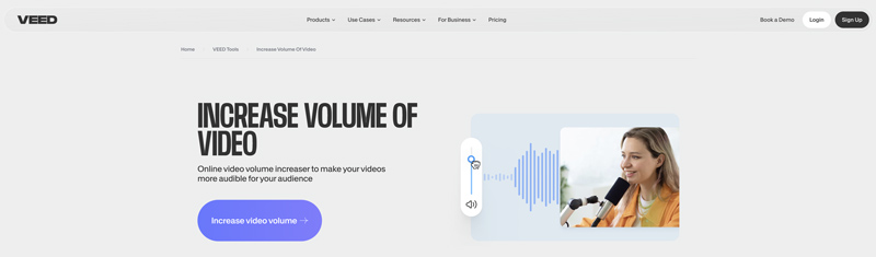 Aumente o volume do vídeo online Veed