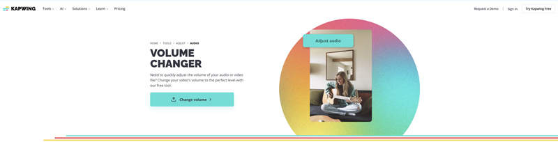 Trocador de volume Kapwing on-line