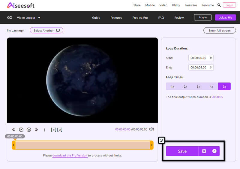 Exportar vídeo em loop