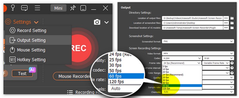 Ajustar as configurações de saída