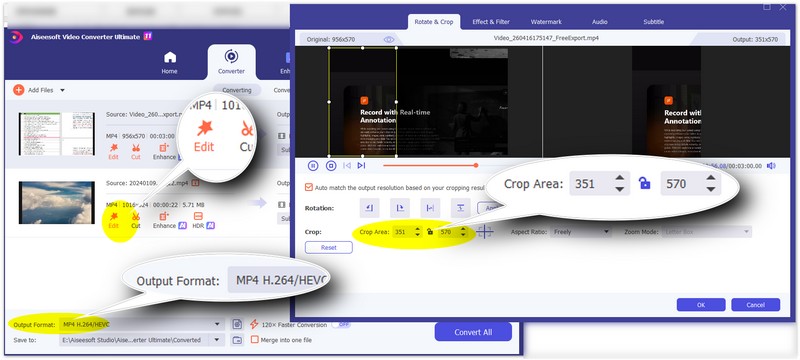 Ajustar o tamanho e o formato do vídeo tutorial