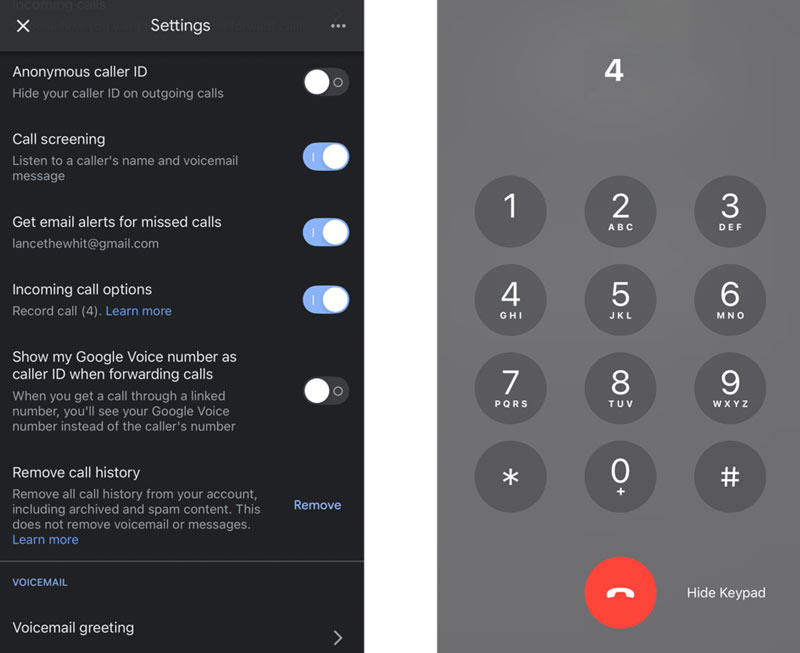 Gravar uma chamada telefônica no Google Voice para Android