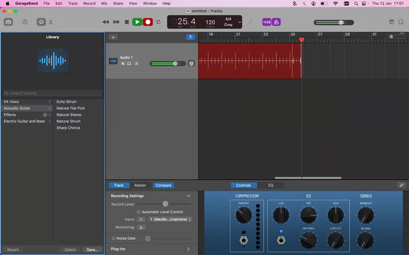 Gravar áudio com o GarageBand no Mac